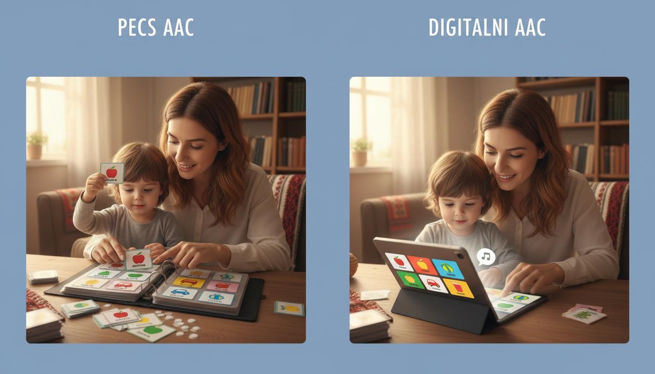 AAC vs PECS: Razlike, prednosti i kako izabrati | AAC SRBIJA - ilustracija za članak o alternativnoj komunikaciji i AAC Srbija